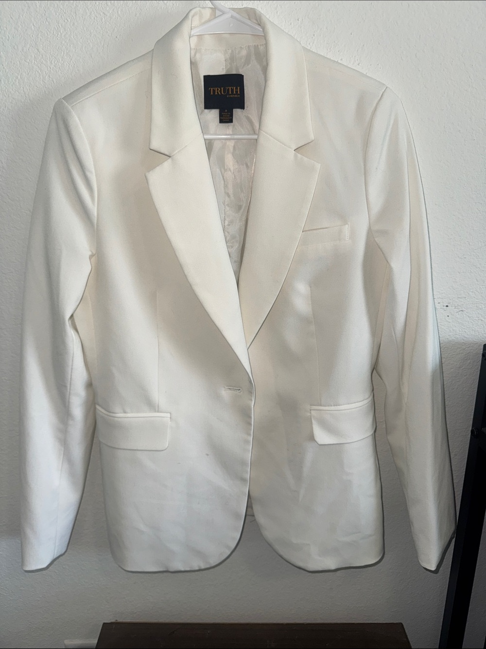 TRUTH Cream Men's Single-Button Blazer